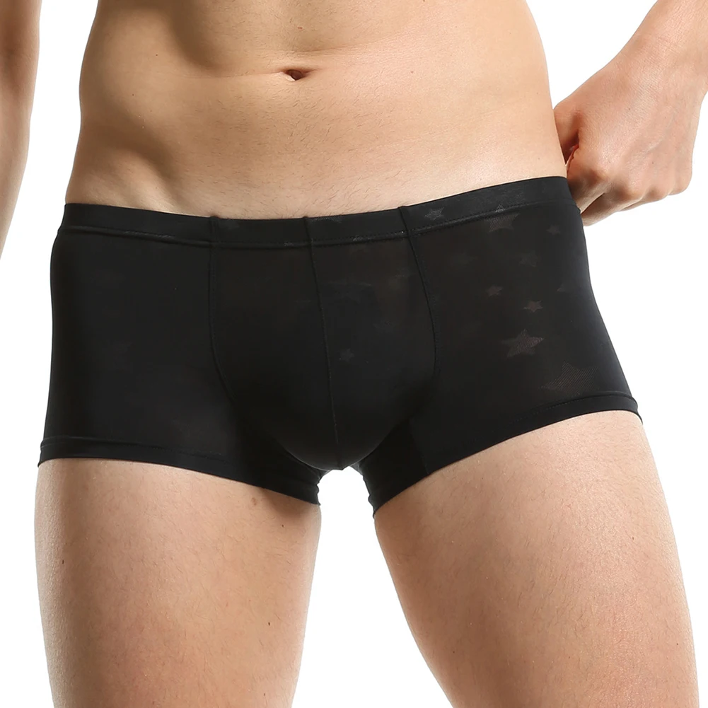 Sexy Men Summer Ice Silk Transparent Soft Underwear Shorts Boxers Briefs Underpants Panties Single-layer Front Mens Boxers
Sexy Men Summer Ice Silk Transparent Soft Underwear Shorts Boxers Briefs Underpants Panties Single-layer Front Mens Boxers