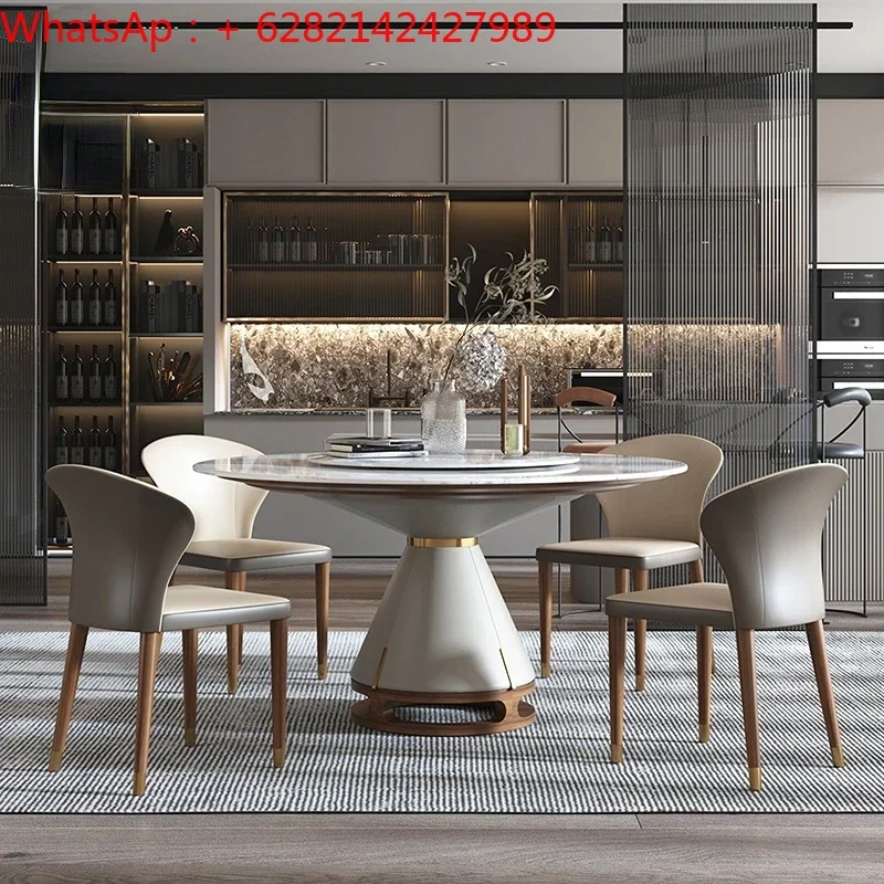 Italian light extravagant marble round table modern minimalist high-grade solid wood turntable table dining chair combination
Italian light extravagant marble round table modern minimalist high-grade solid wood turntable table dining chair combination