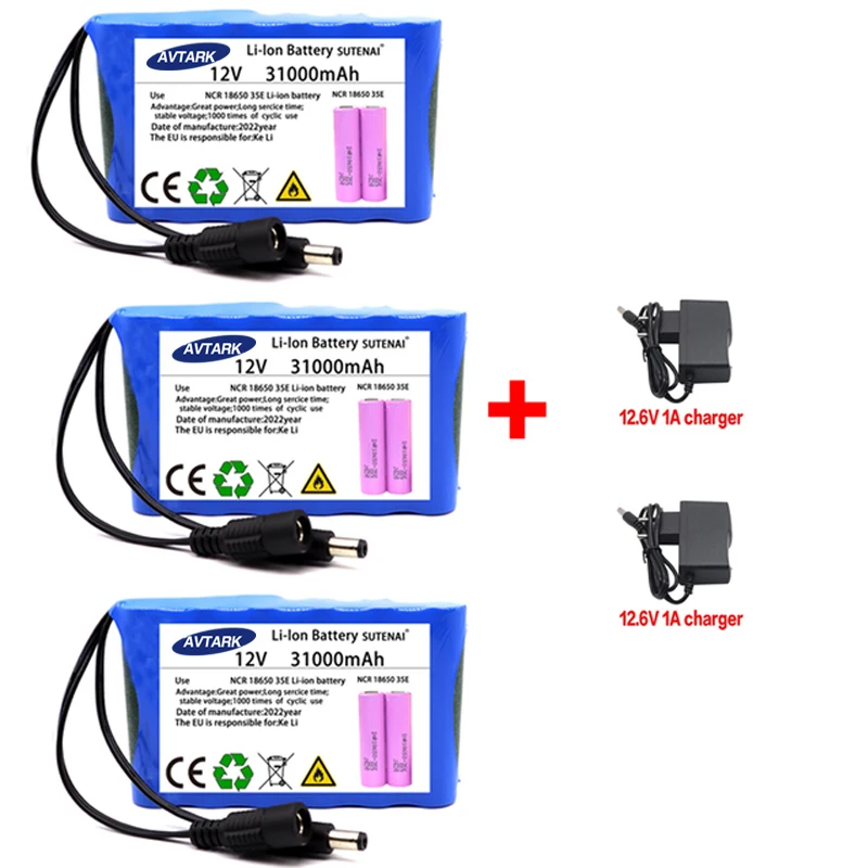 New Upgrade Portable Rechargeable Battery 12V 31000mah 18650 Lithium Battery Pack Capacity DC 12.6V 31Ah Monitor with Charger
New Upgrade Portable Rechargeable Battery 12V 31000mah 18650 Lithium Battery Pack Capacity DC 12.6V 31Ah Monitor with Charger