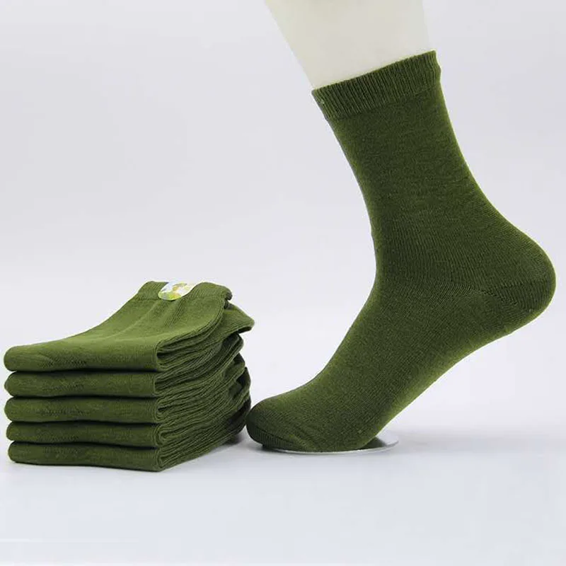 

5 Pairs Spring And Autumn Men High Quality Mid Tube Socks Camouflage Army Green Comfortable Warm Military Thickened Cotton Socks