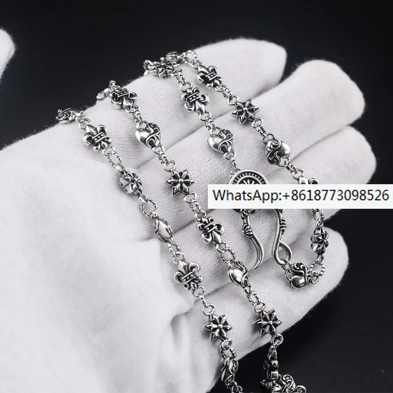 Fashion new vintage anchor love cross necklace Personality Hip hop style men's and women's Thai silver necklace
Fashion new vintage anchor love cross necklace Personality Hip hop style men's and women's Thai silver necklace