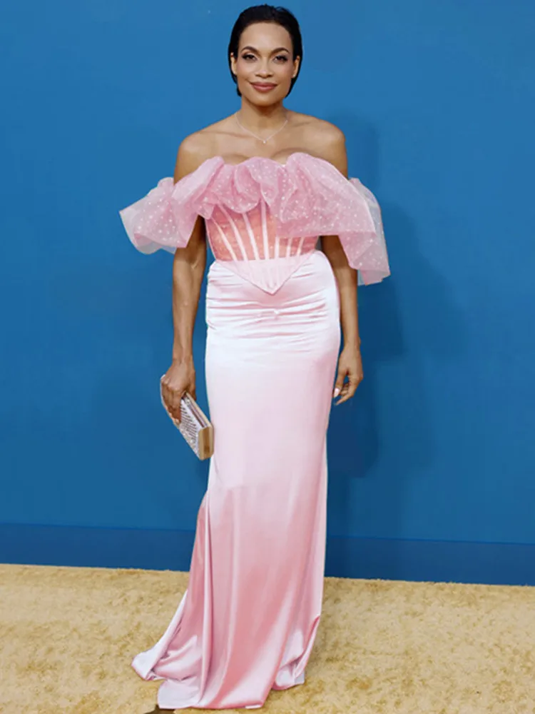 Women Summer Sexy Open Shoulder Lotus Leaf Edge Sparkling Pink Mesh Top Maxi Long Tight Skirt Set 2023 Elegant Party Dress
Women Summer Sexy Open Shoulder Lotus Leaf Edge Sparkling Pink Mesh Top Maxi Long Tight Skirt Set 2023 Elegant Party Dress