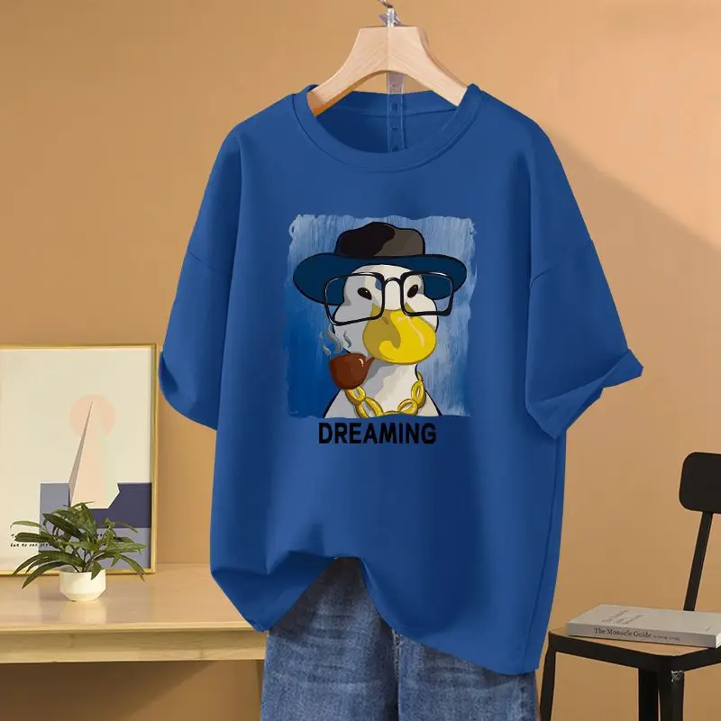 Women Chic Y2k Cartoon Printed T-shirt Summer Loose O-neck Short Sleeve All Cotton Pullover Basics Top Tee
Women Chic Y2k Cartoon Printed T-shirt Summer Loose O-neck Short Sleeve All Cotton Pullover Basics Top Tee