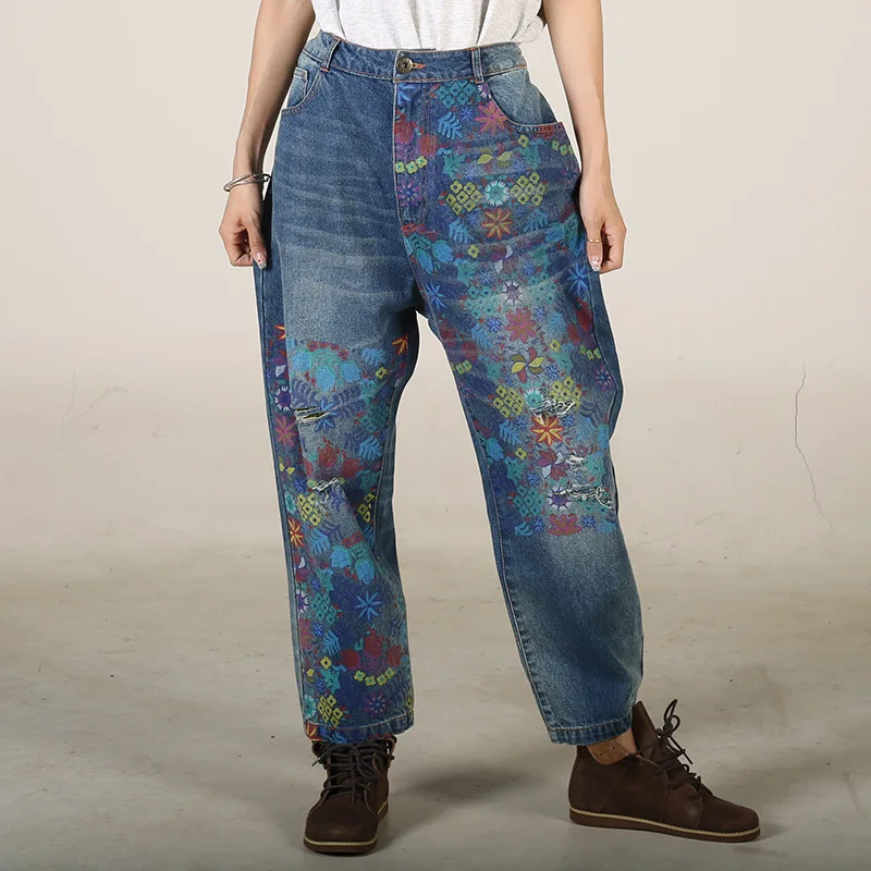 Printed Jeans Woman Autumn Washed Hole Straight-leg Pants Fashion Casual Streetwear Mid Waist Harajuku Denim Trousers
Printed Jeans Woman Autumn Washed Hole Straight-leg Pants Fashion Casual Streetwear Mid Waist Harajuku Denim Trousers