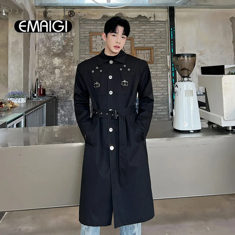 

Mid-length Trench Coat Men Korean Fashion Loose Casual Long Jacket Windbreak Cloak Overcoat Man Brand Clothing