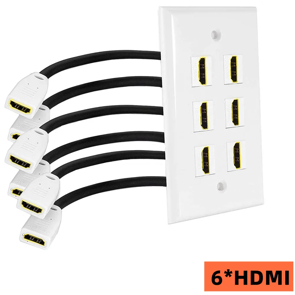 6 Gold Plated HDMI Pigtails Wall Plate Face Cover for Home Theater DVD Cable Satellite TV PS3 HDTV
6 Gold Plated HDMI Pigtails Wall Plate Face Cover for Home Theater DVD Cable Satellite TV PS3 HDTV
