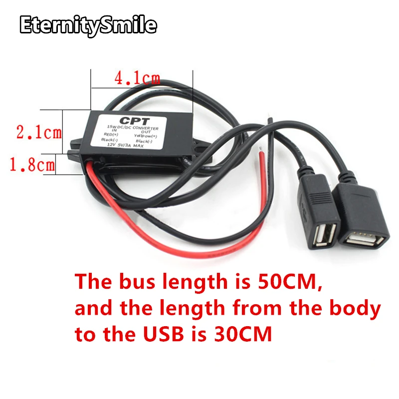 

USB Converter 12V To 5V 3A 15W DC-DC Out Car Phone Charger Adapter Converter Module Step Down Power Output Adapter