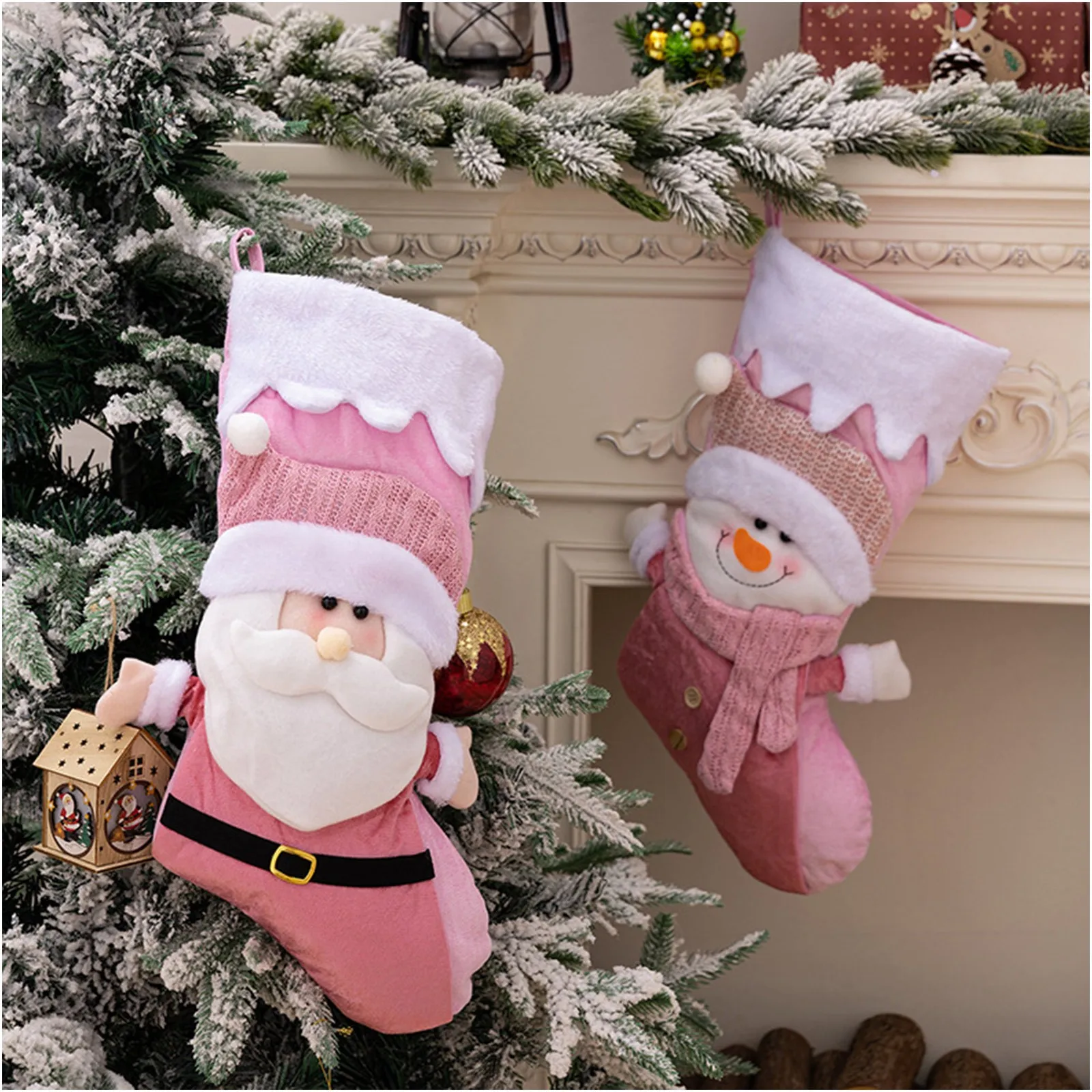 

Christmas Stockings Socks Santa Snowman Hanging Xmas Tree Ornaments Christmas Decor For Home New Year Navidad Candy Gift Bags