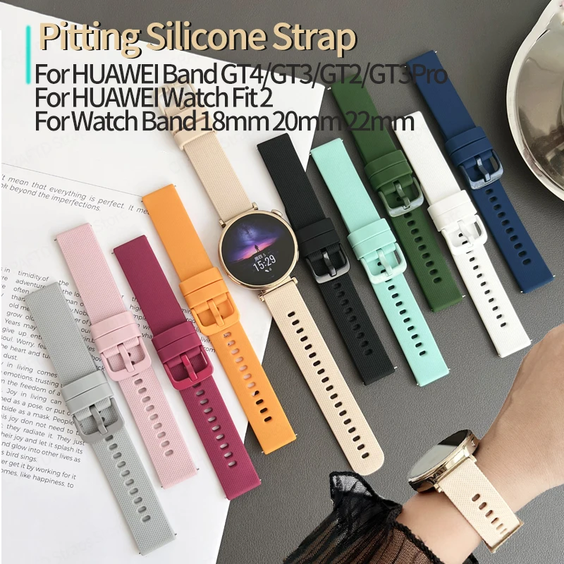 

18mm 20mm 22mm Soft Silicone Strap for Huawei Watch Fit 2 Accesorios GT4 GT3 GT2 Replacement Bracelet for Samsung Galaxy Watch 4