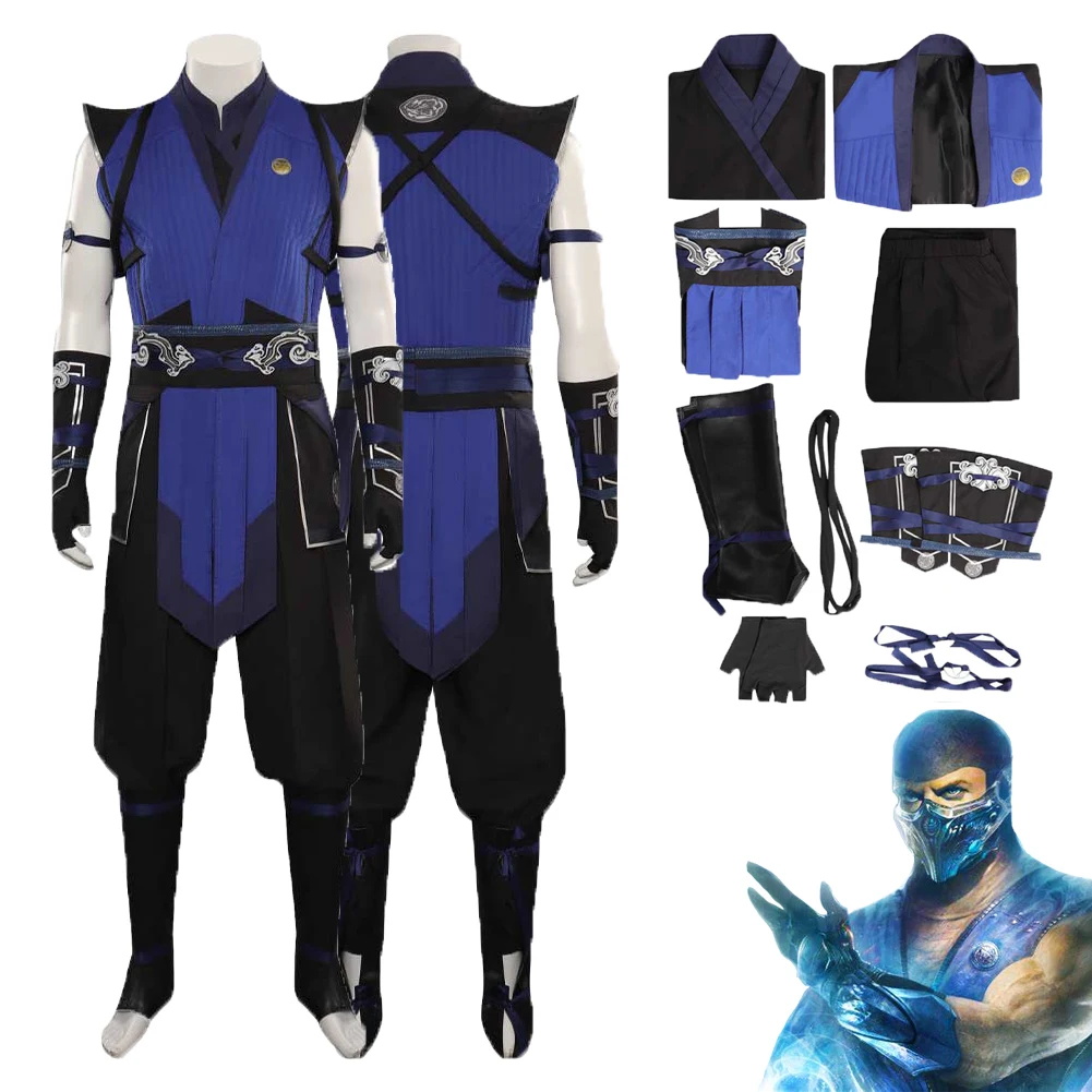 

Game Mortal Cos Kombat Sub-Zero Cosplay Costume Suit Accessories Outfits Halloween Carnival Clothing Set For Adult Men Roleplay