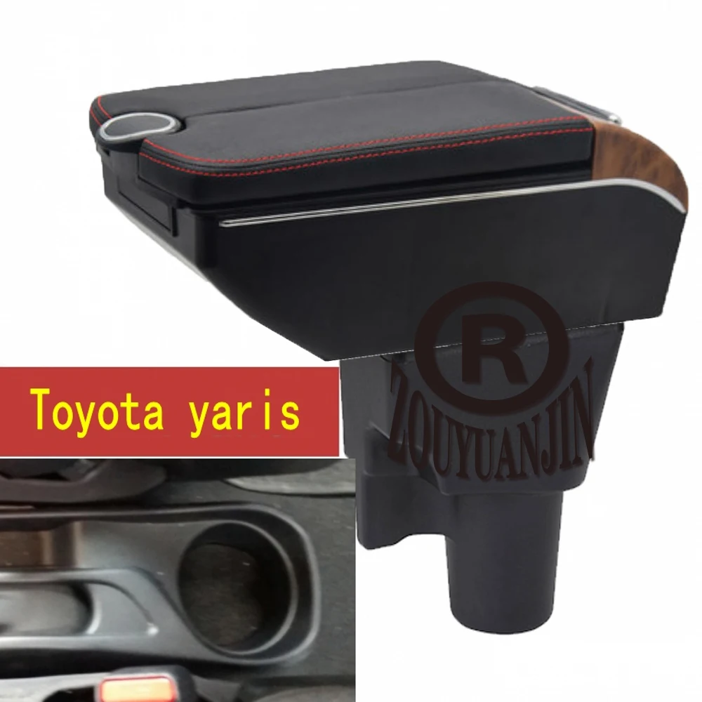 

Гибридный подлокотник для Toyota Yaris, центральная консоль, подлокотник для хранения, подлокотник с USB-интерфейсом для зарядки телефона, подстаканник