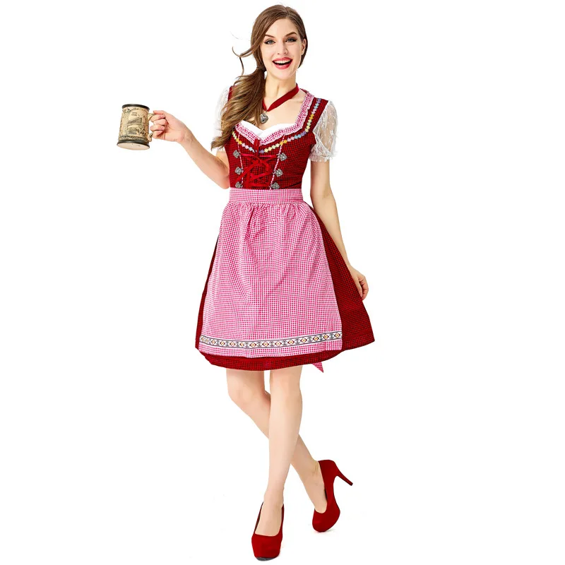 

Women Traditional Oktoberfest Dirndl Dress German Bavarian Beer Festival Maid Wench Costume Party Fancy Dress