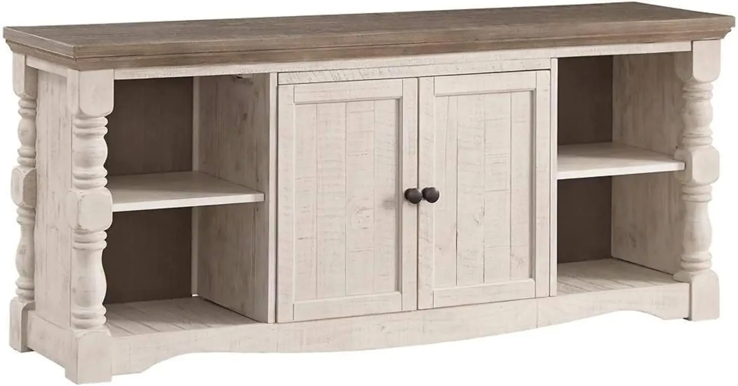 

Signature Design by Ashley Havalance Farmhouse TV Stand Fits TVs up to 65", 2 Door Cabinet and Shelves For Storage,