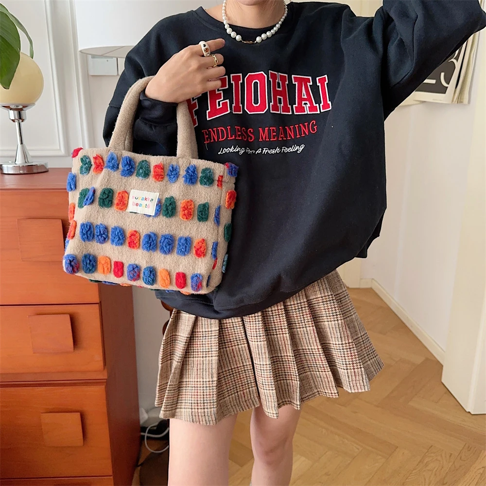 Color Plush Dots Women's Bento Handbags Retro Design Female Fluffy Bucket Bags Large Capacity Shoulder Bag Purse Casual Tote 9 Mallzona Sb986fd4dc8da4ac3a750c766f66e8f989 Color Plush Dots Women's Bento Handbags Retro Design Female Fluffy Bucket Bags Large Capacity Shoulder Bag Purse Casual Tote Mallzona