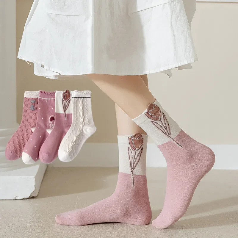 Flower Embroidery Pink Socks Women Harajuku Vintage Streetwear Cotton Long Socks Japanese Fashion Sweet Girls Kawaii Cute Socks
Flower Embroidery Pink Socks Women Harajuku Vintage Streetwear Cotton Long Socks Japanese Fashion Sweet Girls Kawaii Cute Socks