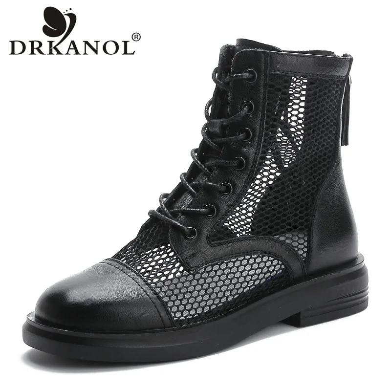DRKANOL Fashion Summer Cool Boots Women Genuine Leather Breathable Air Mesh Back Zipper Flat Heel Ankle Boots All-match Shoes
DRKANOL Fashion Summer Cool Boots Women Genuine Leather Breathable Air Mesh Back Zipper Flat Heel Ankle Boots All-match Shoes