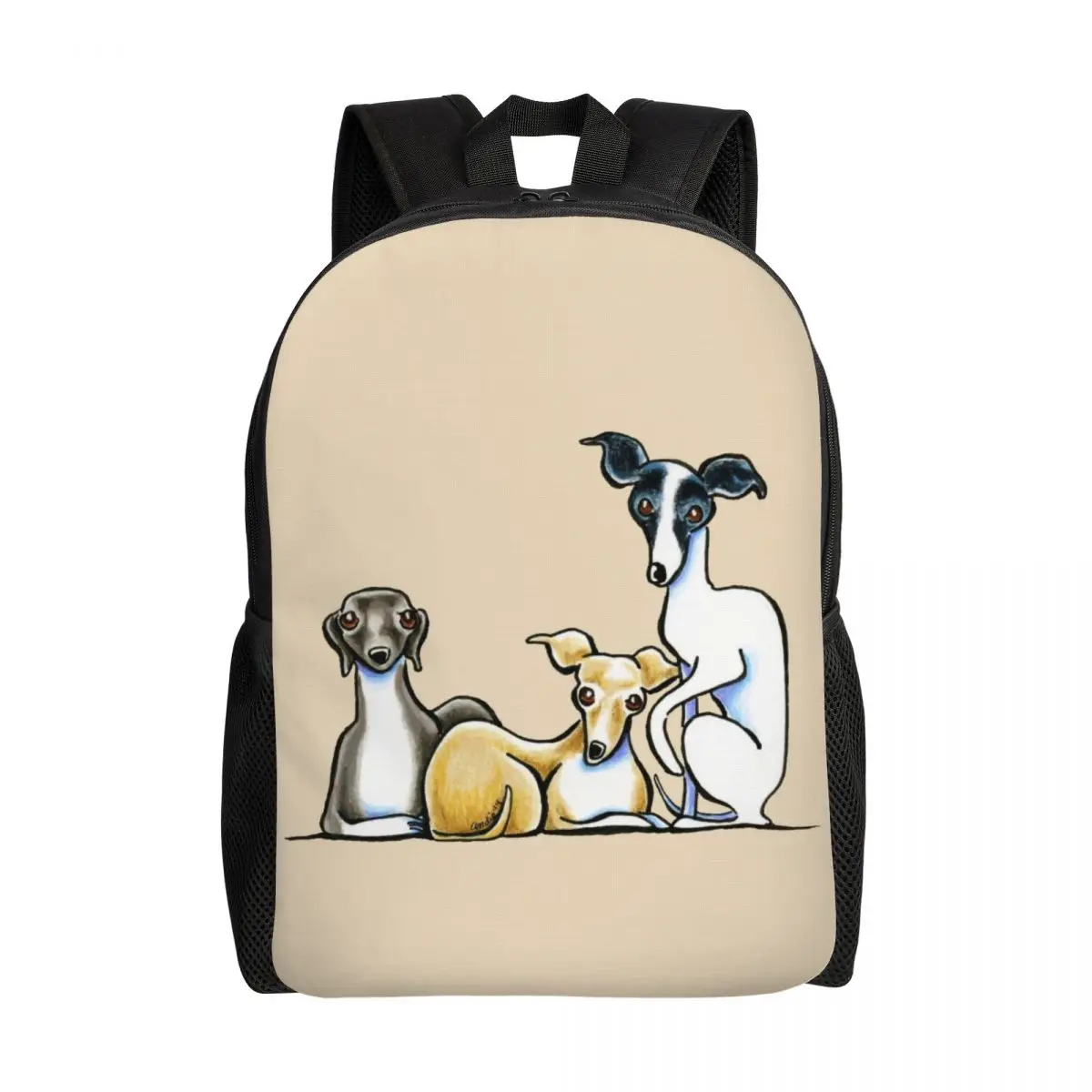 

3D Print Italian Greyhound Backpacks for Cute Whippet Sighthound Dog College School Travel Bags Bookbag Fits 15 Inch Laptop