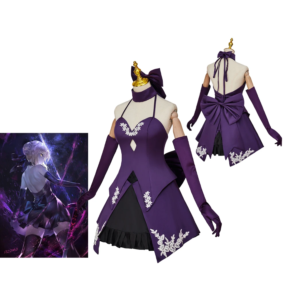 

Fate Grand Order Altria Pendragon Cosplay Costume FGO Sexy Saber Alter Lolita Cos Dark King of Knights Dress Halloween Outfits