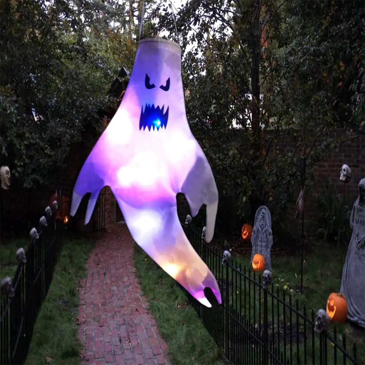 

Halloween Ghost Hanging LED Light Outdoor Skeleton Horror Grimace Glowing Party Props Happy Halloween Decoration For Home