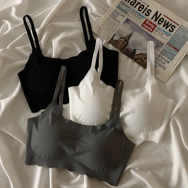 Soutien-gorge sans couture pour femmes, sous-vêtements Ice InjglaPush Up, lingerie, haut de nuit, bralette rembourrée, sans anneau en acier 5