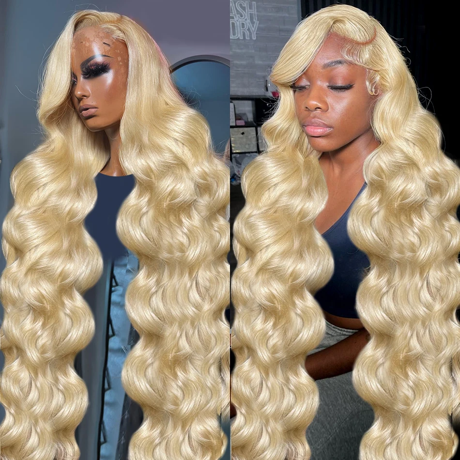 

613 13x6 Lace Front Human Hair Wig Blonde Body Wave 13x4 HD Lace Frontal Wig Pre Plucked 180% Density Glueless Wig for Women