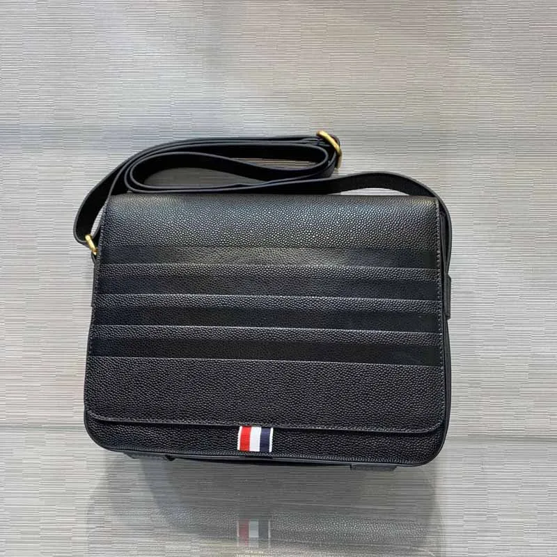 

TB THOM Shoulder Bag Fashion Brand Design Black 4-Bar Striped Handbags Genuine Leather Travel Business Causal Shoulder Bag