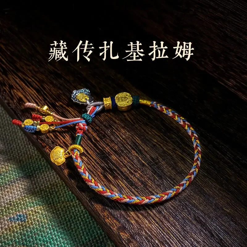 

Серебряный плетеный вручную веревочный браслет Zakiram для мужчин и женщин Тибетский Стиль этнический красный веревочный винтажный браслет Тай Суй амулет