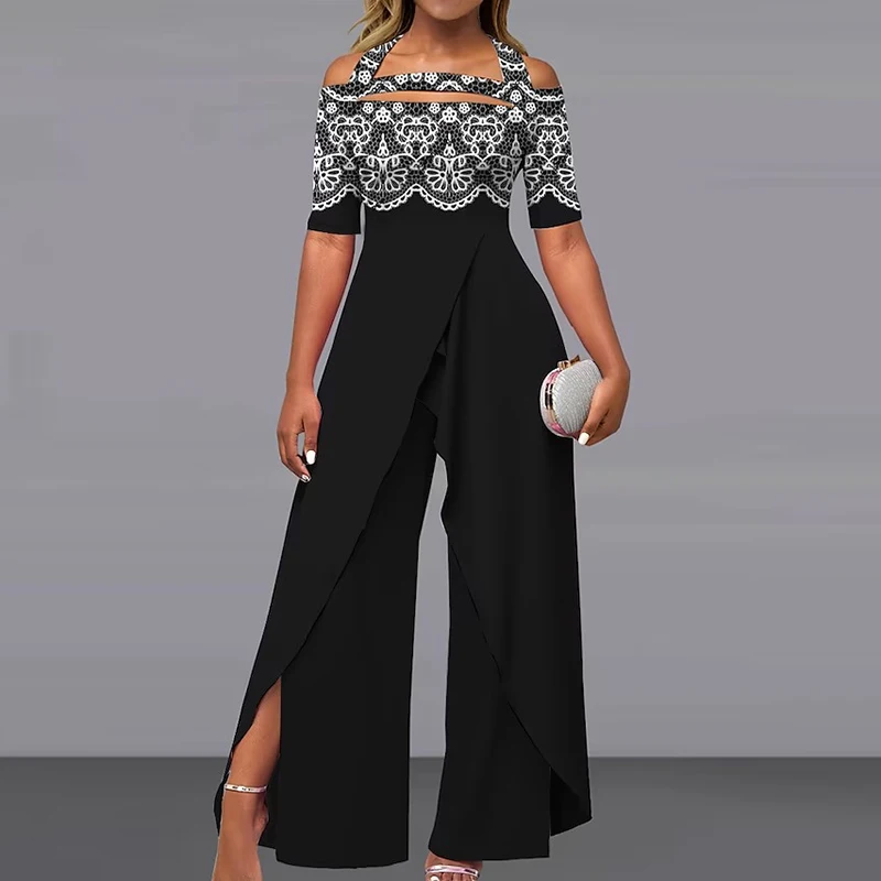 Fashion Sexy Off-shoulder Printed Wide-leg Pants Jumpsuit Streetwear Casual Mid Waist Hollow Out Summer Elegant Straight Rompers
Fashion Sexy Off-shoulder Printed Wide-leg Pants Jumpsuit Streetwear Casual Mid Waist Hollow Out Summer Elegant Straight Rompers