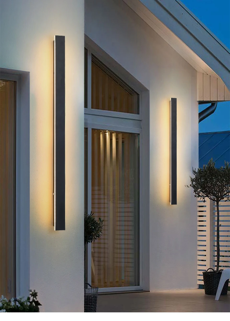 

Modern Waterproof Long Strip LED Wall Lamp 12W 24W 32W 48W Aluminum Wall Light Garden Porch Sconce Light Sconce Luminaire