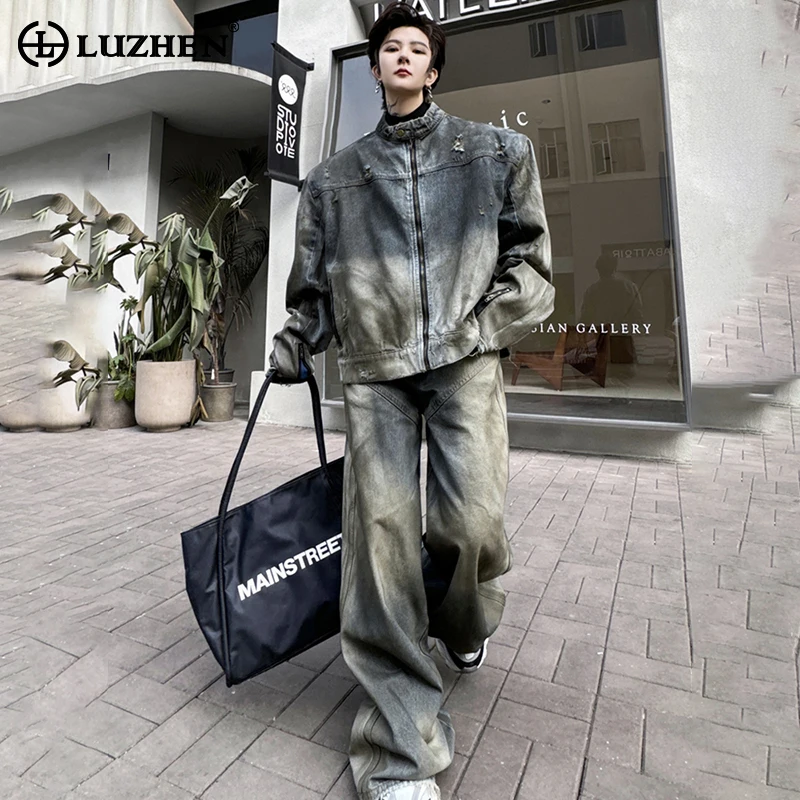 LUZHEN 2024 Spring New Zipper Splicing Design Denim Jackets Two-piece Sets Trendy Stylish Men's Loose Wornout Denim Pants LZ1655
LUZHEN 2024 Spring New Zipper Splicing Design Denim Jackets Two-piece Sets Trendy Stylish Men's Loose Wornout Denim Pants LZ1655