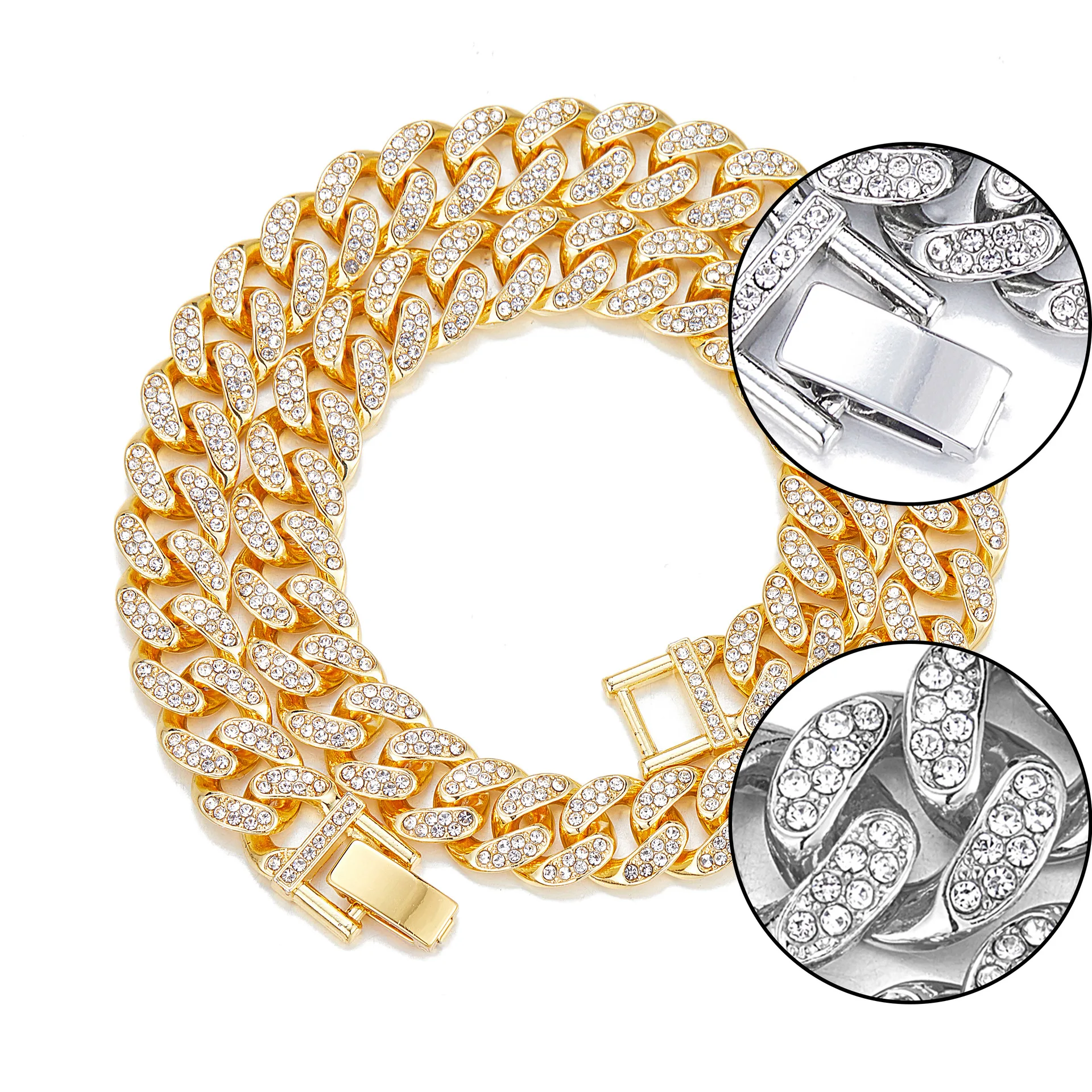 12mm Crystal Miami Iced Out Cuban Link Chain Necklace For Men&Women Full Rhinestones Charms Hip Hop Jewelry Chain Bracelet Gift
12mm Crystal Miami Iced Out Cuban Link Chain Necklace For Men&Women Full Rhinestones Charms Hip Hop Jewelry Chain Bracelet Gift