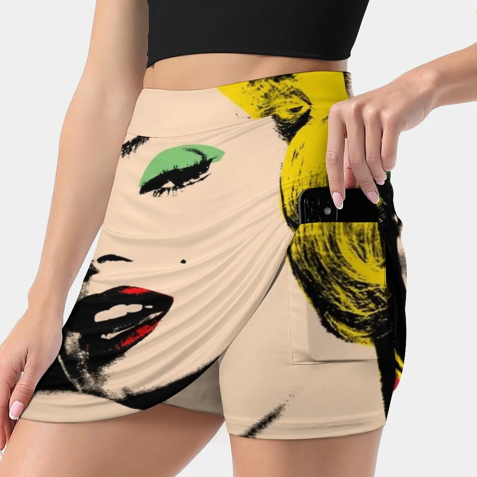 

Marilyn Women's skirt Sport Skort Skirt With Pocket Fashion Korean Style Skirt 4Xl Skirts Pop Art Famous Women Marilyn Monroe