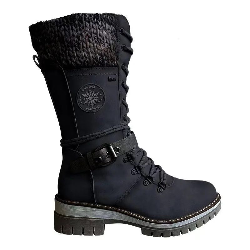Women Buckle Lace Knitted Mid-calf Boots Low Heel Round Toe Botas for Female Motorcycle Martin Booties Ladies Fashion Boots
Women Buckle Lace Knitted Mid-calf Boots Low Heel Round Toe Botas for Female Motorcycle Martin Booties Ladies Fashion Boots