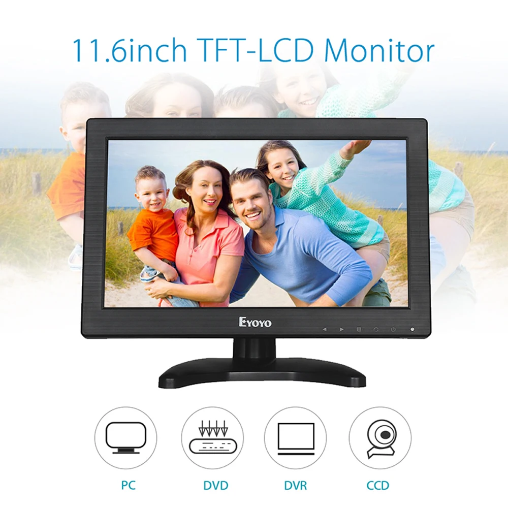 Eyoyo 12-дюймовый HDMI монитор EM12B ЖК-дисплей VGA AV BNC вход маленький мини-Телевизор для