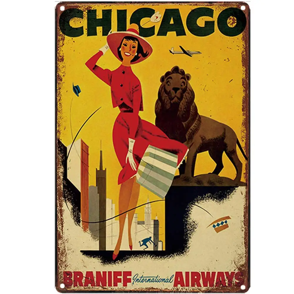 Retro Design Chicago Travel Tin Metal Sign Wall Art | Thick Tinplate Print Poster Wall Decoration for Garage
Retro Design Chicago Travel Tin Metal Sign Wall Art | Thick Tinplate Print Poster Wall Decoration for Garage