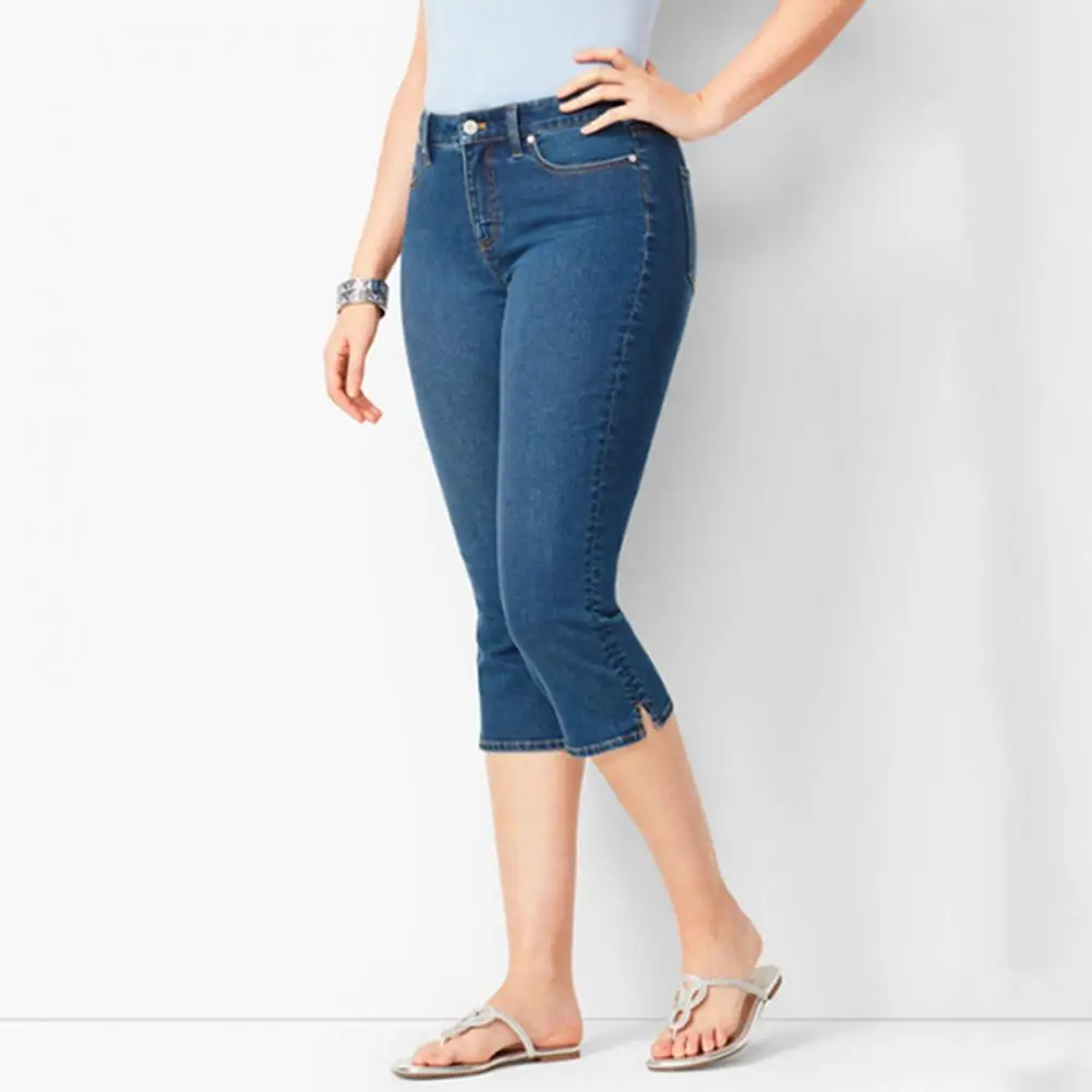 

Эластичные облегающие джинсы, узкие джинсы со средней посадкой, стильные женские укороченные джинсы с градиентом, облегающие до середины икры для поездок