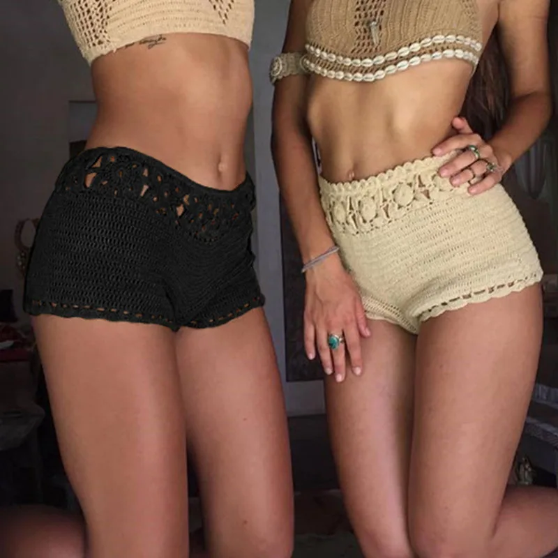 

Women Crochet Swim Shorts Knitted Hollow Out Bottoms Bikini Bottoms Beach Fishnet Shorts Pants Summer Swimsuit Swimwear