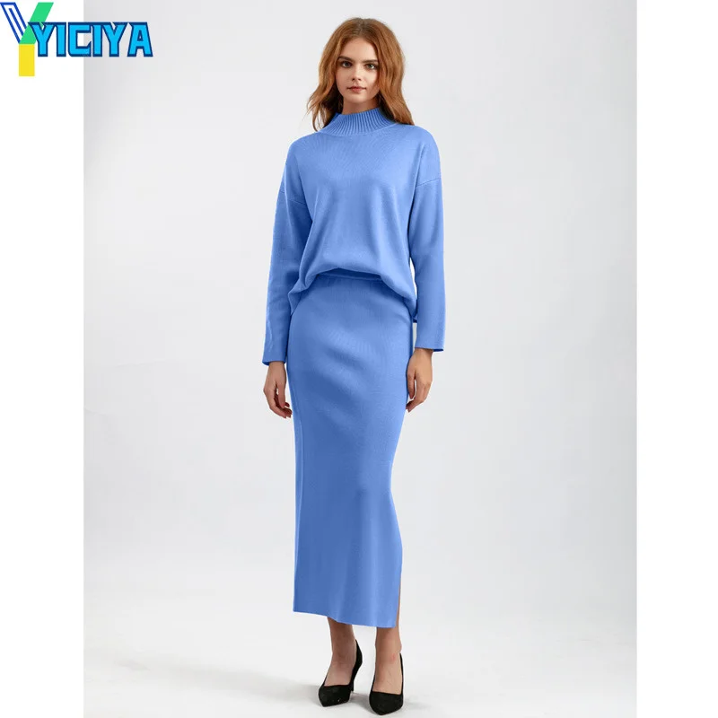 Женский трикотажный комплект с юбкой YICIYA, комплект из двух предметов, свитер с высоким воротником и юбка на осень и зиму, элегантные женские комплекты
Женский трикотажный комплект с юбкой YICIYA, комплект из двух предметов, свитер с высоким воротником и юбка на осень и зиму, элегантные женские комплекты
