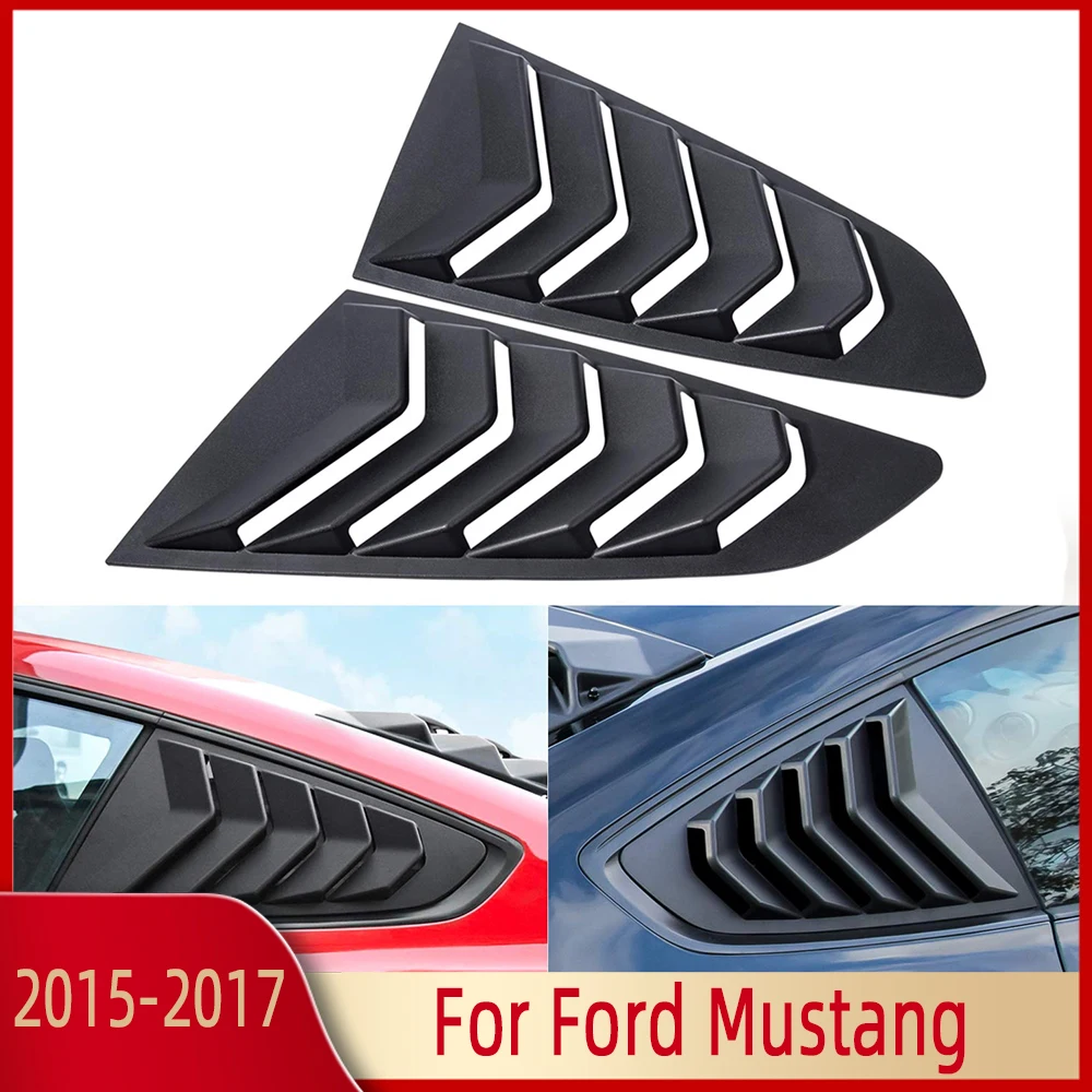 

Pair of Window Louvers Cover Replacement For Ford Mustang Sports Edition 2015-2017 Matte Black Glossy Black Carbon Look