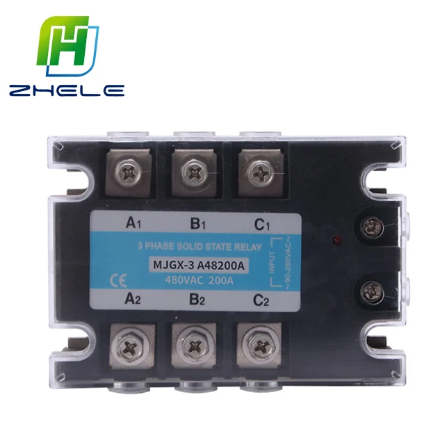 

High-quality three-phase solid state relay SSR-200A AC to AC solid state relay 70-280VAC To 24-480VAC MJGX-3A48200A