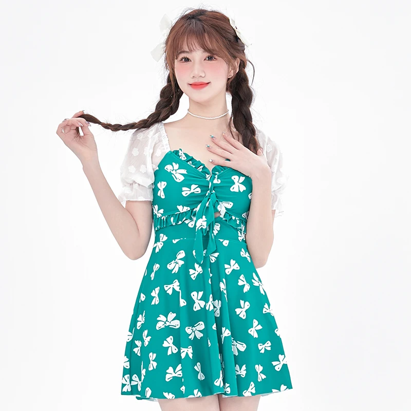 Korean Style Women's Swim Dress One Piece Swimsuit Hollow Out Swimwear Padded Short Sleeved Sexy Swimming Costume with Boyshort
Korean Style Women's Swim Dress One Piece Swimsuit Hollow Out Swimwear Padded Short Sleeved Sexy Swimming Costume with Boyshort
