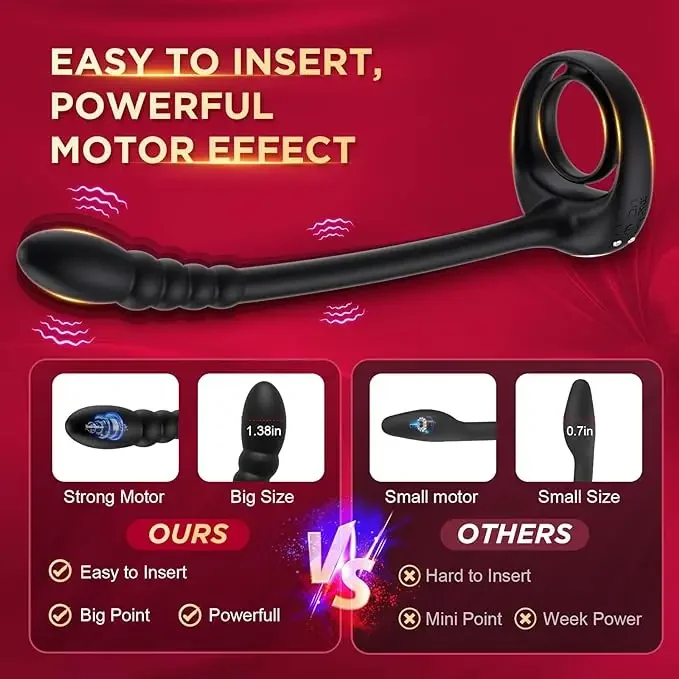 Perles anales vibrantes pour hommes, plug anal, anneau pénien, télécommande d'application, masseur de prostate masculin, jouets sexuels pour adultes 5