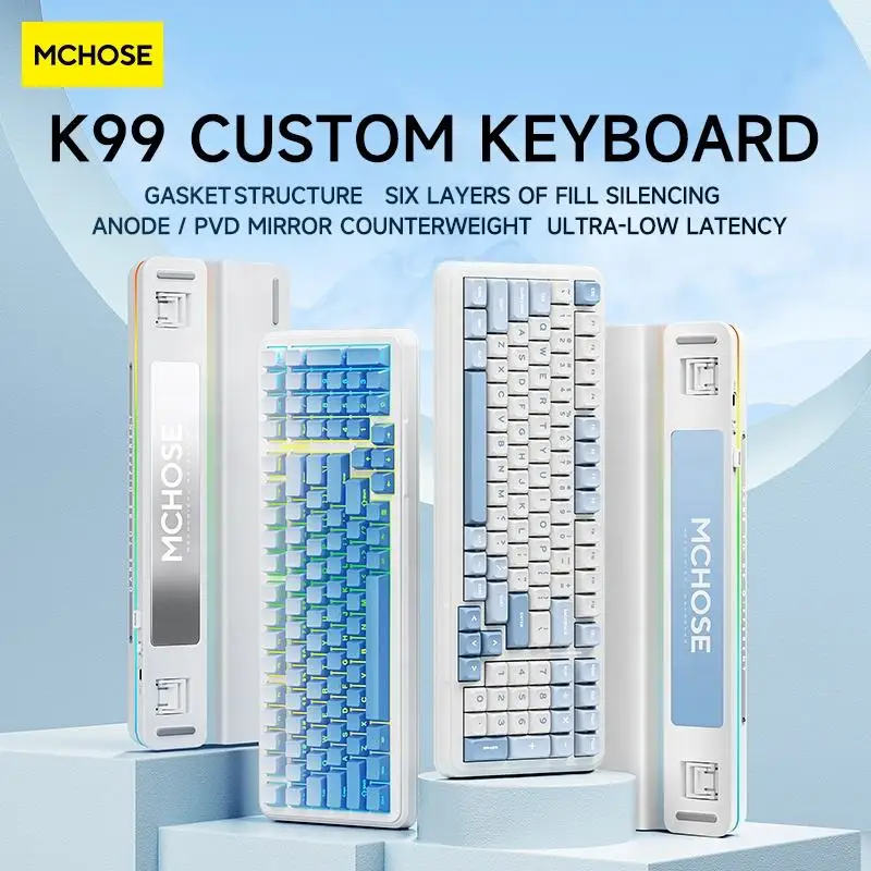 MCHOSE K99 Mechanical Keyboard,Hot-swappable Three-mode Wireless,95% Layout,Gasket Structure for Gaming and Office
MCHOSE K99 Mechanical Keyboard,Hot-swappable Three-mode Wireless,95% Layout,Gasket Structure for Gaming and Office