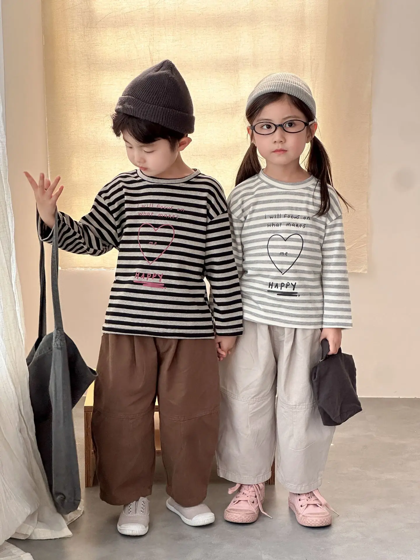 2025 Autumn New Children Long Sleeve T Shirts Cotton Girls Loose Striped Bottoming Shirt Boys Versatile Casual Tops Kids Clothes 24 Sb9abf57f6ab24594978a895adb8177464