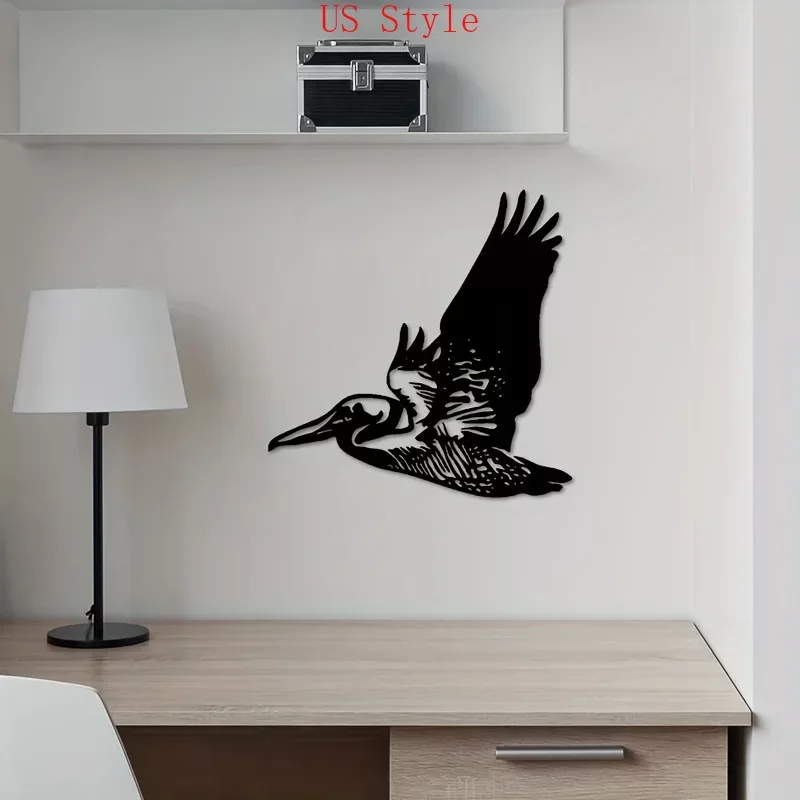 

Pelican Metal Home Art,Metal Wall Interior Decoration, Home Office Wall Living Room Metal Wall Hanging Iron Background Decor Gar