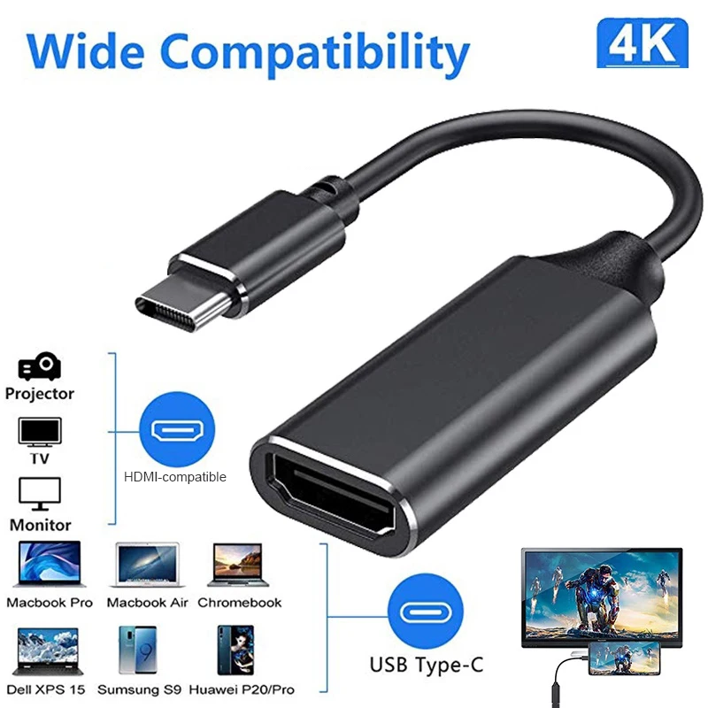 Кабель-переходник с Type C на HDMI Ultra HD 4k USB 3 1 HDTV для MacBook Chromebook Samsung S8 S9 | Мобильные