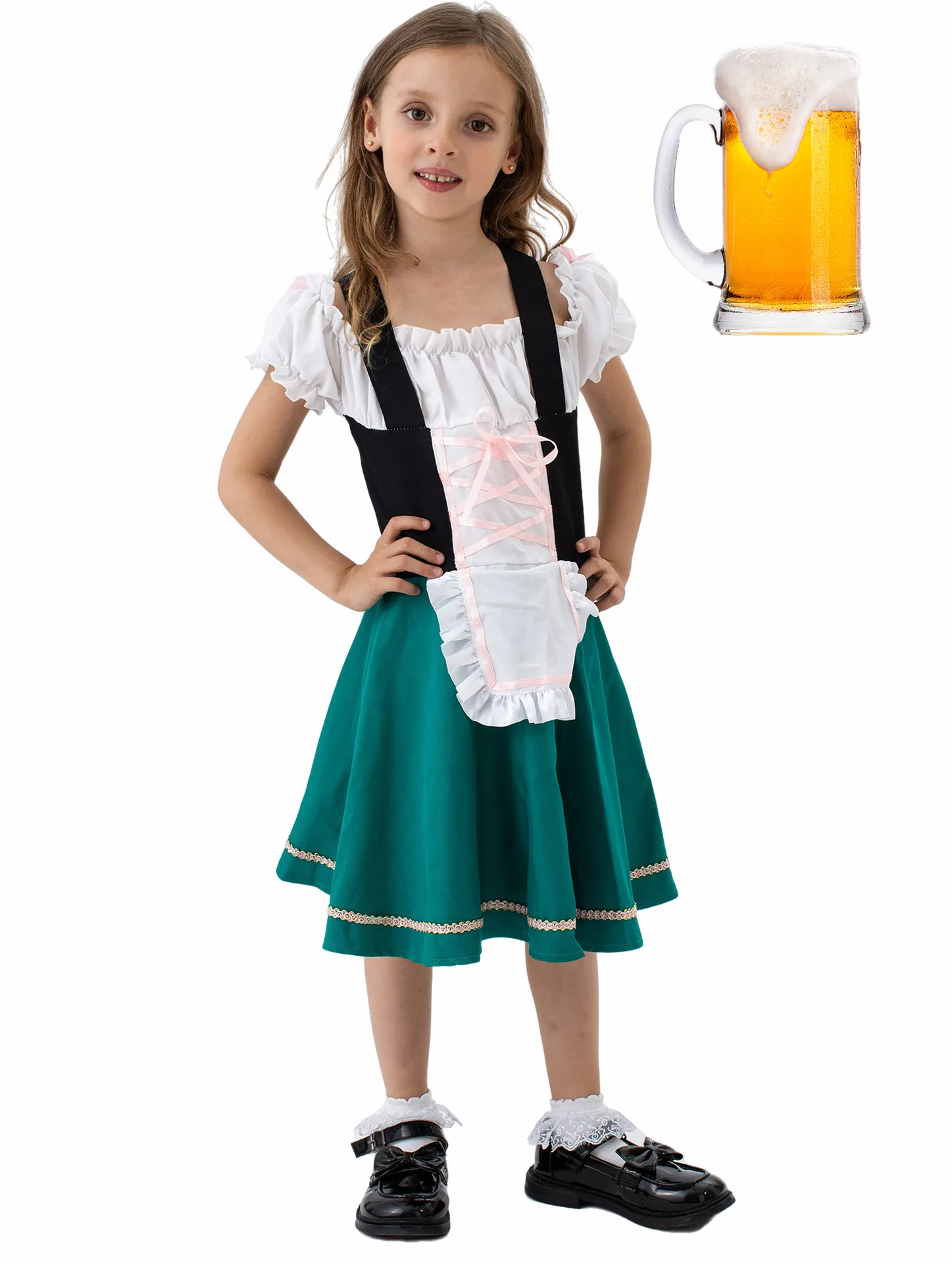 

Bavaria Beer Festival Costume Maid Cosplay green pink uniform Dress Carnival Party Dress for Girl maid dress