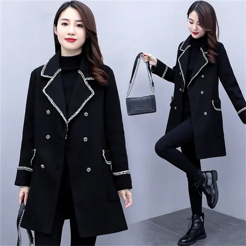 Large-Size Woolen Outwear Women Autumn Winter 2023 New Loose and Slimming Double Breasted Button Long Sleeved Woolen Coat Lady
Large-Size Woolen Outwear Women Autumn Winter 2023 New Loose and Slimming Double Breasted Button Long Sleeved Woolen Coat Lady