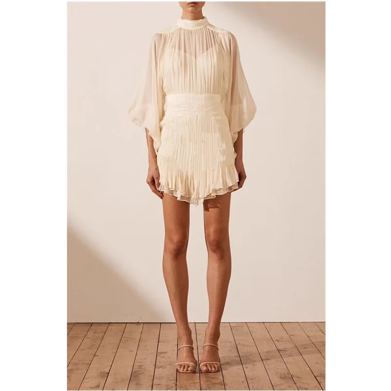 Elegant Slim Soft Silk Mini Dress Women Fairy Corset Pleated Chic Long Lantern Sleeve Sexy Party Evening Holiday Vestido
Elegant Slim Soft Silk Mini Dress Women Fairy Corset Pleated Chic Long Lantern Sleeve Sexy Party Evening Holiday Vestido