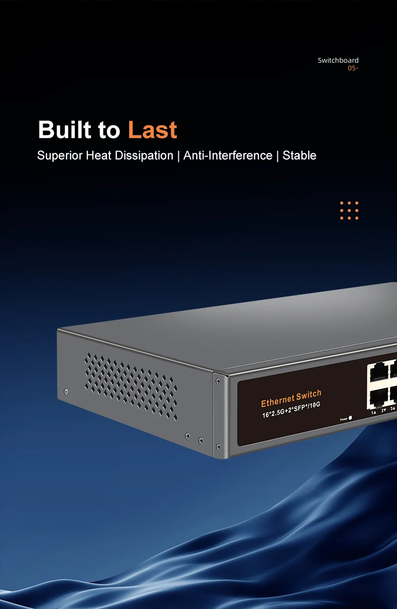 Sb9b44dfa6e124834bb57beedbcdf335ae KeepLiNK 18-Port Multi-Gigabit Unmanaged Network Switch 16 X 2.5Gb Ethernet + 2 X 10Gb SFP+ for High-Speed Data Networking